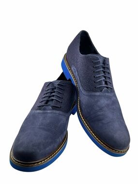 Cole Haan Air Harrison Wool Suede Oxford Shoes Mens 12 Blue Lace Up Cap Toe